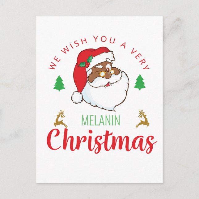 Cartes Pour Fêtes Annuelles Melanin Noël afrocentré Père Noël (Devant)