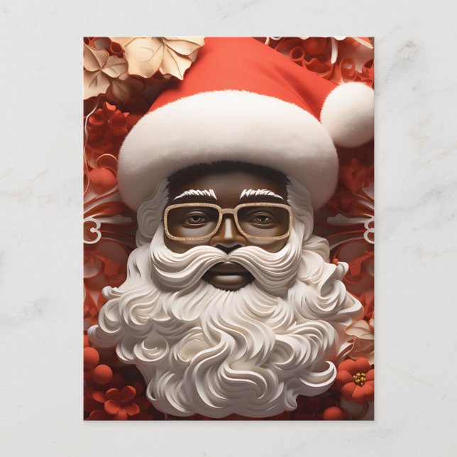 Cartes Pour Fêtes Annuelles Melanin Noël Chocolat Noir Père Noël Amusant (Devant)