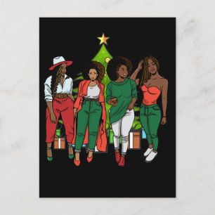 Cartes Pour Fêtes Annuelles Melanin Sistas Arbre de Noël & Cadeaux Filles noir