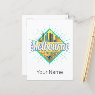 Cartes Pour Fêtes Annuelles Melbourne Victoria Australia Retro Skyline Vintage