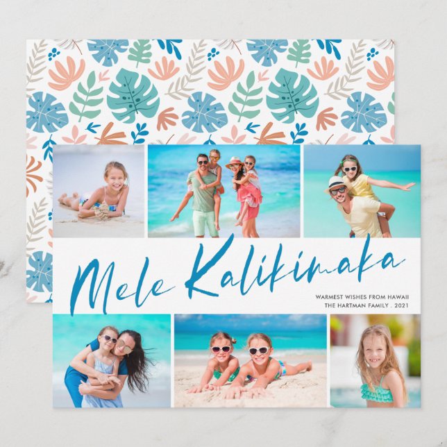 Cartes Pour Fêtes Annuelles Mele Kalikimaka 6 Photo Collage Noël Fêtes (Devant / Derrière)