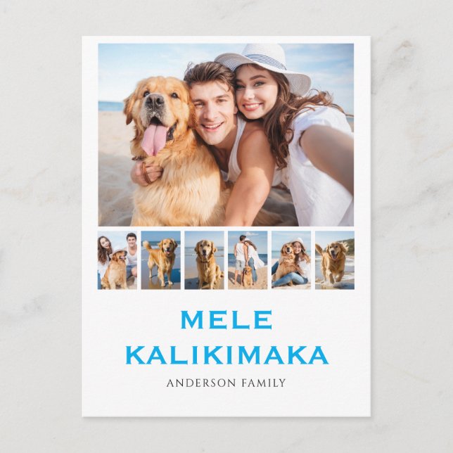 Cartes Pour Fêtes Annuelles Mele Kalikimaka 7 Photo Collage Noël (Devant)