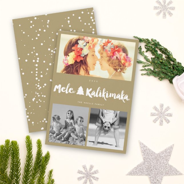 Cartes Pour Fêtes Annuelles Mele Kalikimaka Brosse Noël 3 Photo Collage (Créateur téléchargé)