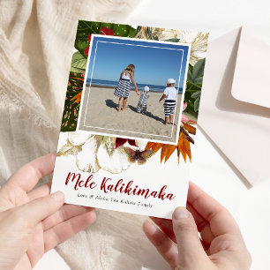 Cartes Pour Fêtes Annuelles Mele Kalikimaka Fleurie Photo de Noël Vacances 