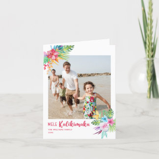 Cartes Pour Fêtes Annuelles Mele Kalikimaka Fleurs tropicales Photo Voiture de