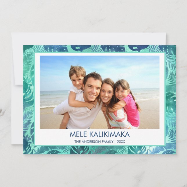 CARTES POUR FÊTES ANNUELLES MELE KALIKIMAKA HAWAIIAN TROPICAL BEACH PHOTO (Devant)