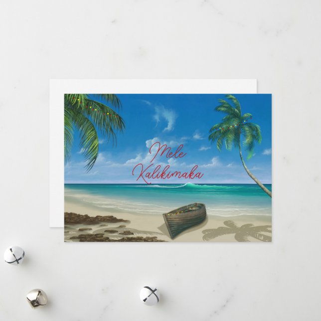 Cartes Pour Fêtes Annuelles Mele Kalikimaka Hawaiin Noël (Devant/Arrière en situation)
