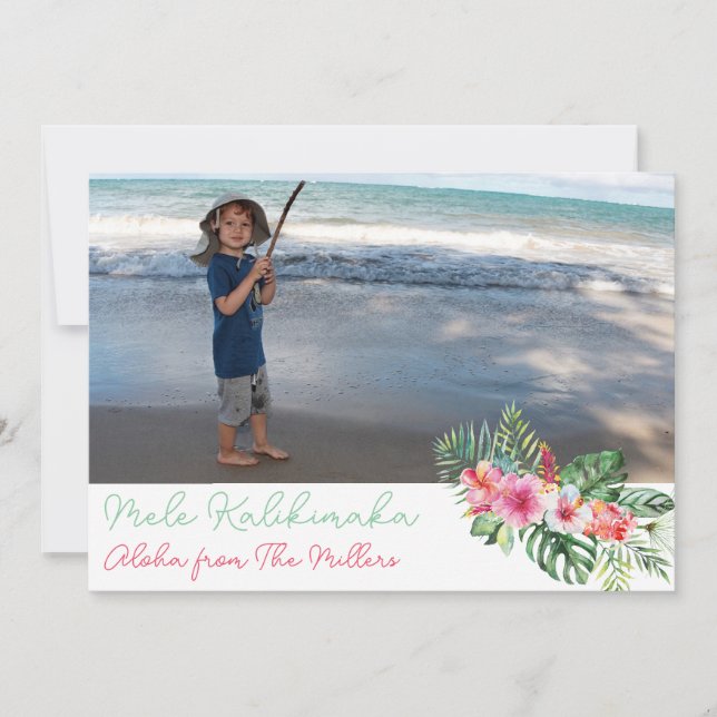 Cartes Pour Fêtes Annuelles Mele Kalikimaka Joyeux Hibiscus de Noël (Devant)