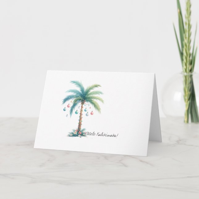 Cartes Pour Fêtes Annuelles Mele Kalikimaka Palm Tree de Hawaii Noël (Devant)