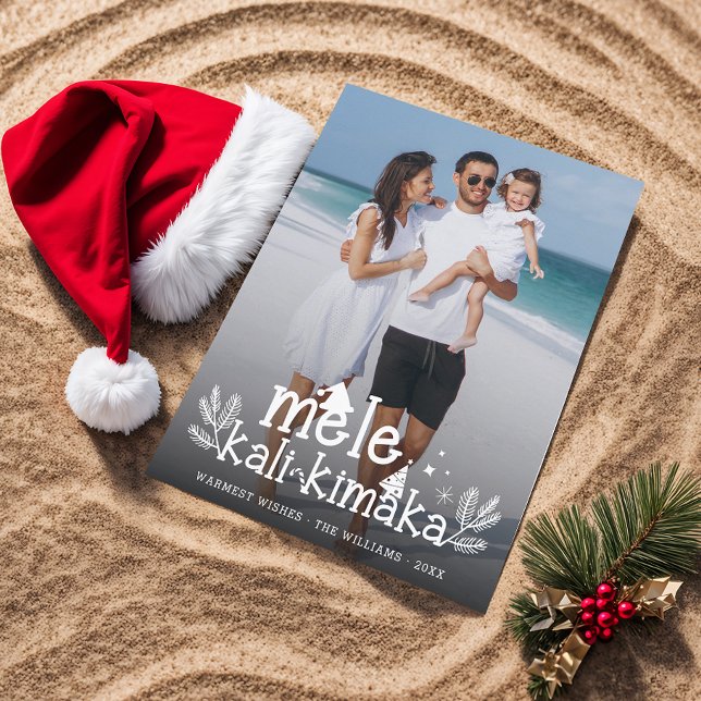 Cartes Pour Fêtes Annuelles Mele Kalikimaka Photo moderne Fête hawaïenne (Créateur téléchargé)