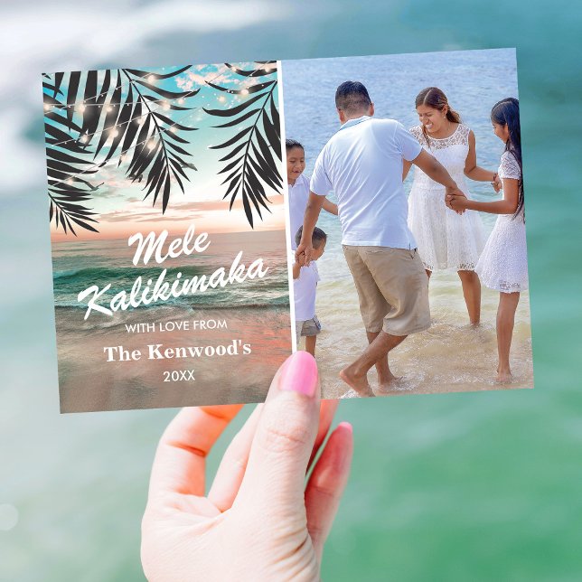 Cartes Pour Fêtes Annuelles Mele Kalikimaka | Plage de Noël (Créateur téléchargé)