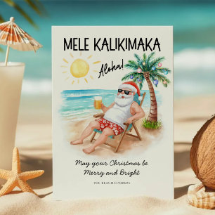Cartes Pour Fêtes Annuelles Mele Kalikimaka Plage Tropicale Santa Noël
