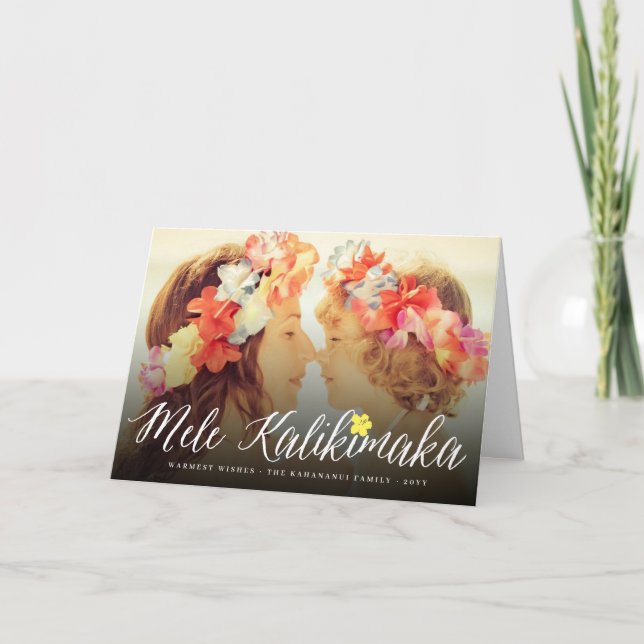 Cartes Pour Fêtes Annuelles Mele Kalikimaka Script Photo moderne de Noël (Devant)
