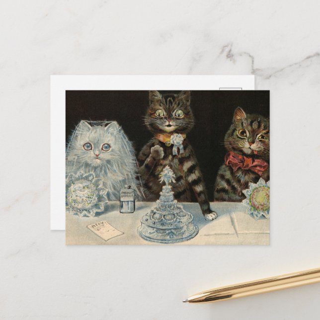 Cartes Pour Fêtes Annuelles Mellin's Food Biscuits de Louis Wain (Devant/Arrière en situation)