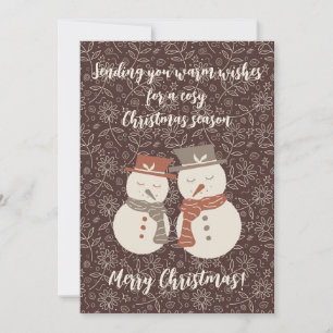 Cartes Pour Fêtes Annuelles Mellow Snowmen - Joyeux Noël! modifiable rouge v3