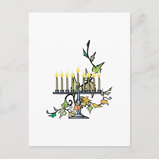 Cartes Pour Fêtes Annuelles Menorah et lierre (Devant)