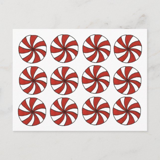 Cartes Pour Fêtes Annuelles Menthe poivrée Rouge Blanc étoile Monnaie Noël Noë (Devant)