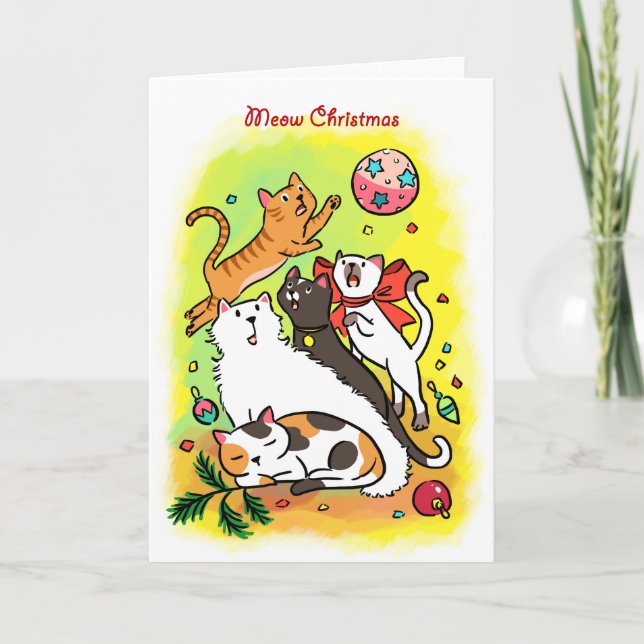 Cartes Pour Fêtes Annuelles Meow Christmas (Devant)