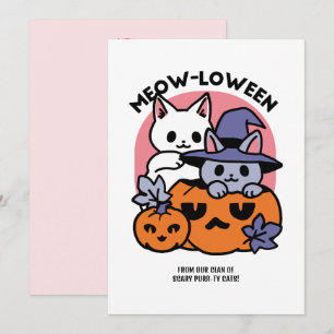 Cartes Pour Fêtes Annuelles Meow-Loween - Cute Halloween Conception Chat