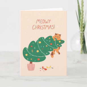 Cartes Pour Fêtes Annuelles Meowny Christmas - Mischievous Feline Fun