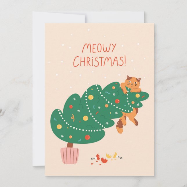 Cartes Pour Fêtes Annuelles Meowny Christmas - Mischievous Feline Fun (Devant)