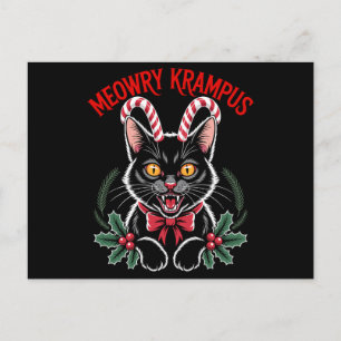 Cartes Pour Fêtes Annuelles Meowry Krampus Noël Chat Noir Canne à Sucre Xmas