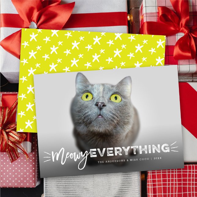 Cartes Pour Fêtes Annuelles Meowt Everything Cute Cat Whiskers Photo Funny Pet (Créateur téléchargé)