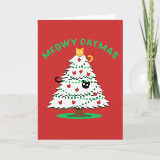 Cartes Pour Fêtes Annuelles Meowy Catmus | Drôles de chats sur l'arbre de Noël