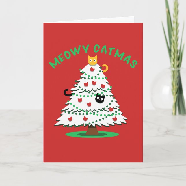Cartes Pour Fêtes Annuelles Meowy Catmus | Funny Christmas Tree Cats (Devant)