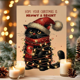 Cartes Pour Fêtes Annuelles Meowy & Chat Lumineux Lumières Tangled Funny Chris