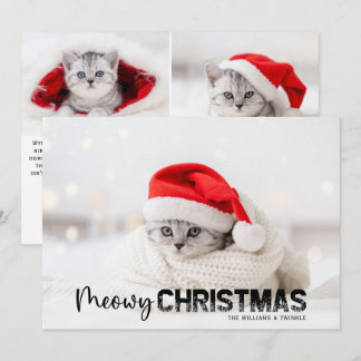 Cartes Pour Fêtes Annuelles Meowy Christmas 3 Photo Amoureux des chats Pet Hol