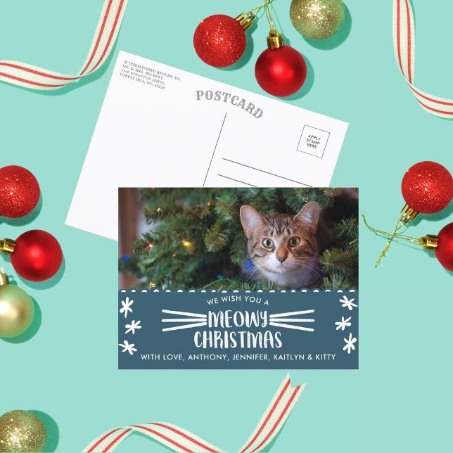 Cartes Pour Fêtes Annuelles Méowy Christmas | Cat Holiday Photo (Créateur téléchargé)