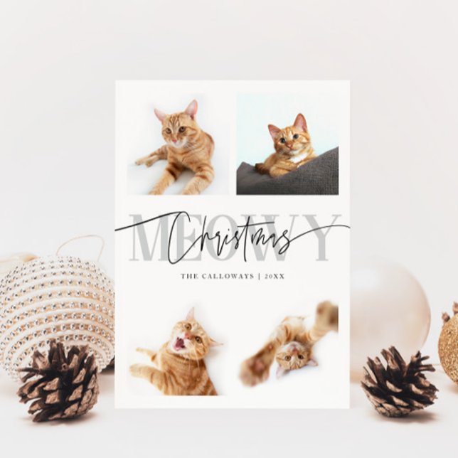 Cartes Pour Fêtes Annuelles Meowy Christmas Chat Photos Blanc Noël (Créateur téléchargé)