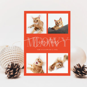 Cartes Pour Fêtes Annuelles Meowy Christmas Chat Photos Retro Rouge Noël
