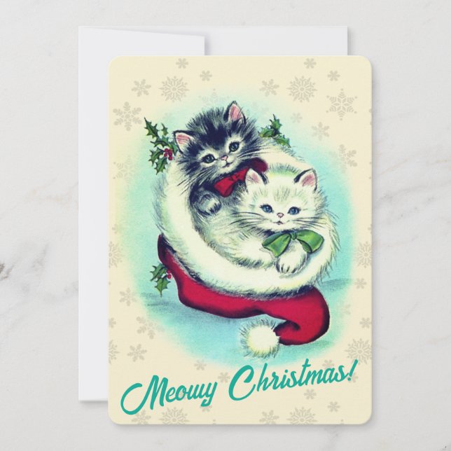 Cartes Pour Fêtes Annuelles Meowy Christmas Cute Kittens Retro Artwork (Devant)