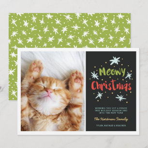 Cartes Pour Fêtes Annuelles Meowy Christmas Kitty Modern Christmas Photo Green