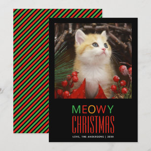 Cartes Pour Fêtes Annuelles Meowy Christmas Pet Cat Photo Amoureux des animaux