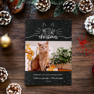 Cartes Pour Fêtes Annuelles Meowy Christmas - Photo de Noël de chat