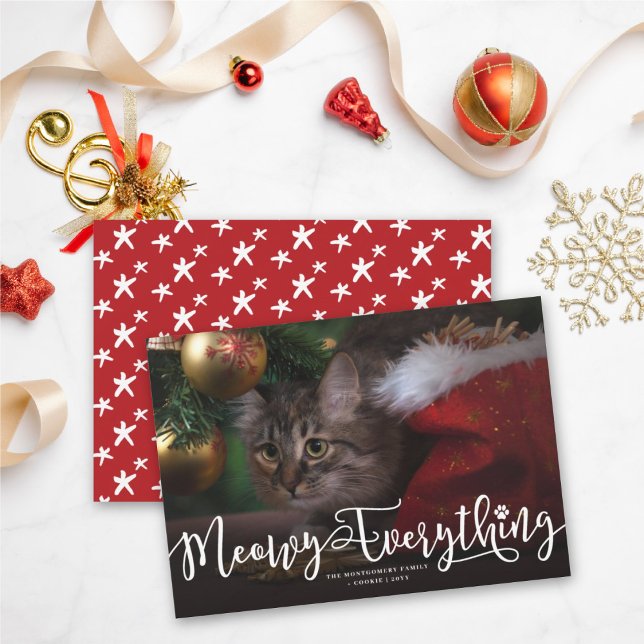 Cartes Pour Fêtes Annuelles Meowy Tout Élégant Script Chat Drôle Photo (Créateur téléchargé)