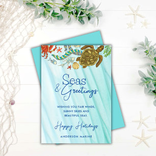 Cartes Pour Fêtes Annuelles Mer d'affaires et salutations Stylish Coastal Mari