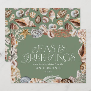 Cartes Pour Fêtes Annuelles Mer de Noël chaud tropicale salutations vert sauge