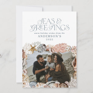 Cartes Pour Fêtes Annuelles Mer de Noël tropicale chaude salutations photo ble