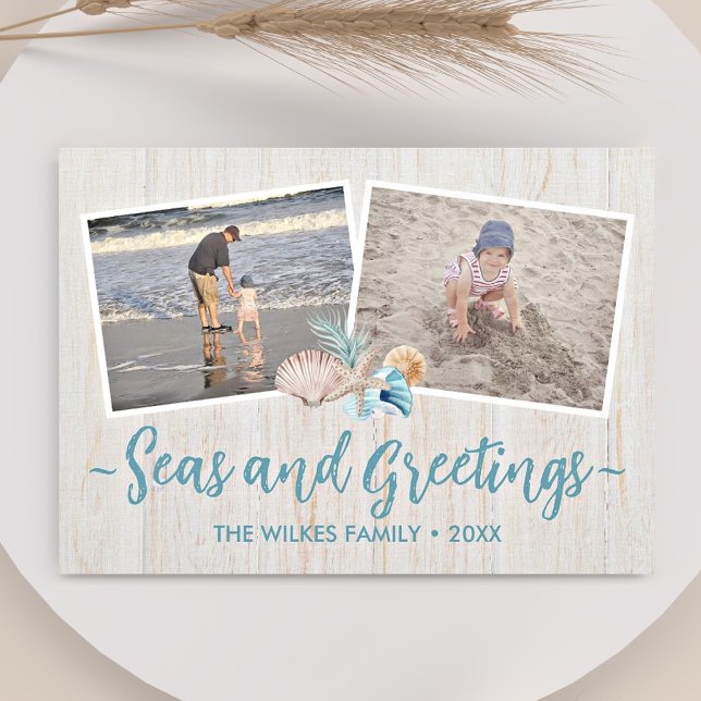 Cartes Pour Fêtes Annuelles Mer et salutations 5 Photo Plage Vacances Coquilla (Créateur téléchargé)