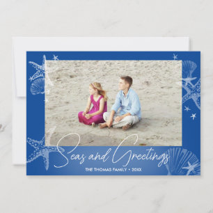 Cartes Pour Fêtes Annuelles Mer et salutations Marine Blue Photo Plage Starfis