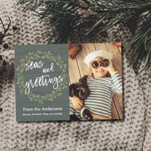 Cartes Pour Fêtes Annuelles Mer et salutations Nautique Photo de Noël