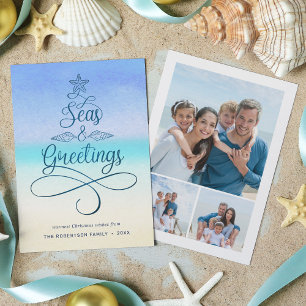 Cartes Pour Fêtes Annuelles Mer et salutations Noël côtier 3 Photo