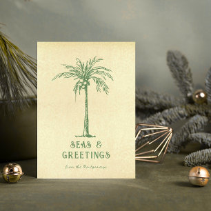 Cartes Pour Fêtes Annuelles Mer et salutations Palmiers tropicaux Noël