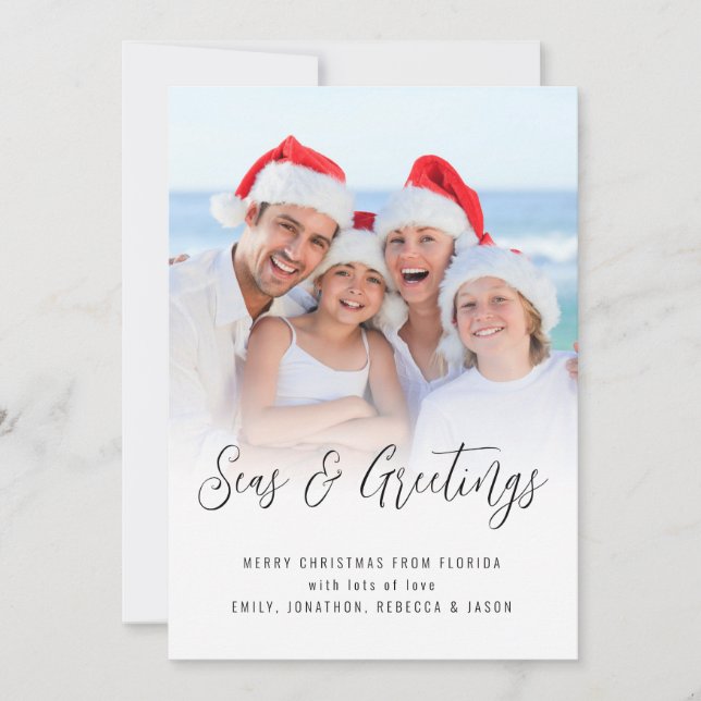 Cartes Pour Fêtes Annuelles Mer et salutations Photo superposition Noël (Devant)