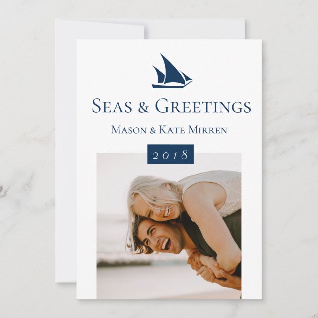 Cartes Pour Fêtes Annuelles Mer et salutations photo unique (Devant)