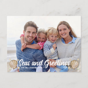 Cartes Pour Fêtes Annuelles Mer et salutations Plage Photo Noël
